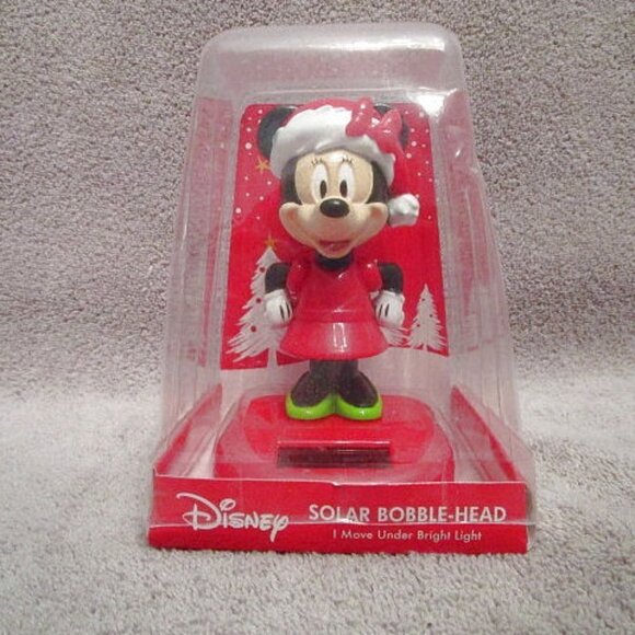 Disney Minnie Mouse Solar Powered Dancing Bobblehead Toy Christmas Holiday NEW - Picture 1 of 8